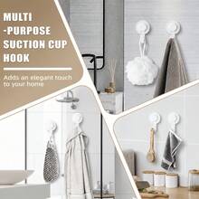 Shower Suction Cup Hooks, 33 Lbs Weight Capacity, Plastic Material. These Modern Shower Suction Cup Hooks Are Suitable For Kitchen And Bathroom Walls, Glass And Mirrors - Creamy White - View 9