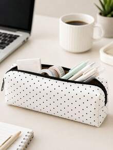 Campus Style Polka Dot Pencil Case/Stationery Storage Bag - Multi-Functional Large Capacity Design, Suitable For Storing Office Supplies, Creative Multi-Purpose Pen Holder Or Portable Travel Makeup Bag, Ideal For Students, Teachers, Back To School Season, Learning Supplies, Teacher's Day Gift, School Essentials, Back To School Must-Haves, Suitable For Office And Home Settings. (Pattern Printing Random, Please Refer To The Actual Product) - Multicolor - View 4