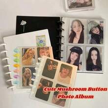 Álbum de Armazenamento de Cartão de Foto com 7 Anéis, Páginas Internas Transparentes, Livro de Armazenamento de Fotos, Adequado para Fotos Instantâneas de 3 Polegadas e Cartões Colecionáveis, Papelaria de Coleção Portátil - A - Visão 9