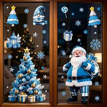 Christmas Stickers Blue Dream Crystal Ball Glass Decal Shopping Mall Window Display Scene Decoration Santa Claus Static Cling Stickers Christmas Home Decor Stickers - 1PC - View 6