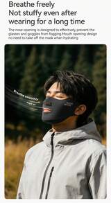 ROCKBROS 1PC Autumn & Winter Windproof Easy-Breathing Mask, Windproof On The Outside, Fleece‑Lined On The Inside, 3D Tailored Fit, Ideal For Short Rides And Daily Commutes - Multicolor - View 9
