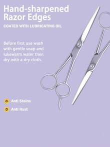 1pc Right-Handed Hair Cutting Scissors, Sharp Blade, Professional Hairdresser Shears, Stainless Steel Hand-Sharpened, Silver/Black - Silver - View 2