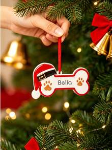 1pc Custom Pet Pendant, Personalized Name Pendant, Custom Dog Bone Charm, Christmas Tree Ornament, Christmas Decoration, Pet Memorial Pendant, Christmas Decor, Pet Gift - Multicolor - View 4