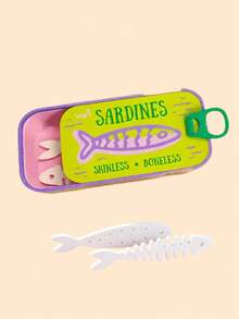 Novel Sardine Can Jewelry Box - Unique Fish-Shaped Tin Travel Jewelry Box, Cute Yellow & Blue Color Home Storage Box With Lid, Includes Fish Bone Shaped Jewelry Stand, Can Store Bracelets, Necklaces, Rings, Earrings, Multiple Colors Available, Perfect Gift For Women And Girls - Multicolor - View 19