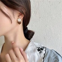2pcs Geometric Chic Enamel Cube Stud Earrings, Minimalist & Earrings For Women - Blue - View 4