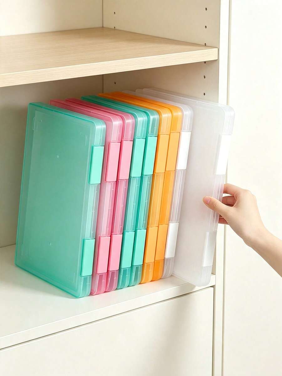 A4 Plastic PP File Box, Suitable For Students, Multi-Layer Portable Double-Layer Document File Box, Waterproof Contract Storage Box, Suitable For Students, Office Staff, Financial Personnel, 2-In-1 Clipboard And File Box, Back To School Season
