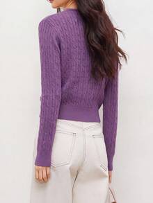 Women's New Autumn/Winter Casual Sleeveless Pullover And Cardigan 2 Pieces Set - Purple - View 2
