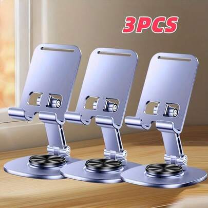 3 PiecesAll-Metal Phone & Tablet Stand – 360° Rotating Base With Non-Slip Silicone, Adjustable Holder For Home, Office & Travel, Ideal Gift Choice