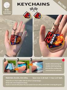 F1 Keychain Racing Keychain Racing Sports Keychain RUS ANT VER LEC NOR PIA SAI ALB 2D Flat Double-Sided Car Keychain Packaging Decoration Backpack And Interior Decor - Number + Helmet - View 5