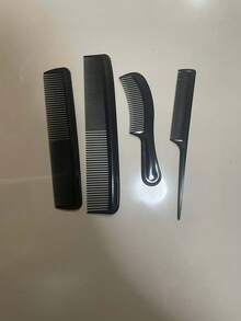 4pcs Black Professional Fine Tooth Comb Set, High-End Salon Styling Combs, Precise Hair Parting And Shaping, Unisex Hair Styling Tools, Portable Travel, Holiday And Back To School Essential Hair Accessories, Barbershop Styling Supplies - Black - View 8