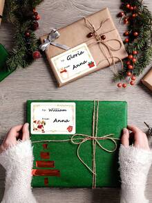 120pcs Christmas Gift Labels Stickers, Writable Self-Adhesive Multi-Purpose Holiday Decorative Labels, Suitable For Holiday Gift Wrapping, Daily General Use Self-Adhesive Labels - Multicolor - View 4