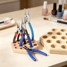 1pc Multi-Hole Nail Clipper Storage Rack, Large Capacity Nail Clipper & Scissors Tool Display Stand, Handmade DIY Round Head Flat Mouth Nylon Pliers Wooden Organizer Rack - Multicolor - View 7
