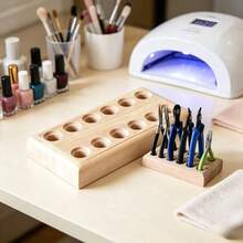 1pc Multi-Hole Nail Clipper Storage Rack, Large Capacity Nail Clipper & Scissors Tool Display Stand, Handmade DIY Round Head Flat Mouth Nylon Pliers Wooden Organizer Rack - Multicolor - View 9