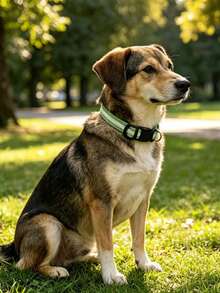 Adjustable Striped Pet Collar With Quick-Release Buckle And Metal D-Ring, Anti-Loss Pet Collar, Fits Small, Medium And Large Dogs; Suitable For Daily Dog Walking, Outdoor Hiking, Pet Training, Travel And Other Pet Daily Scenarios, Easily Attach Dog Tags And Leashes - Mint Green - View 6