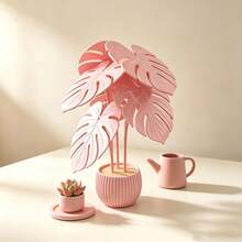 6Pcs Monstera Leaf Coaster Set With Planter Holder, Modern Green Stackable Non-Slip Beverage Coaster Set, Suitable For Living Room Office Desktop, Aesthetic Style - Multicolor - View 6