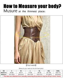 1pc Women's Punk Gothic Court Style Brown Vintage Corset Belt, Gold Buckle Waist Cincher, Versatile Decorative Waistband For Dress, Suit, Commute And More - Brown - View 3