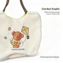 1 buah Tas Tote Bulu Domba Bordir Asli Miffy, Tas Bahu untuk Perjalanan Sehari-hari. Desain Kelinci Miffy yang Lucu dan Menarik, Praktis untuk Belanja dan Membawa Barang Sehari-hari. Hadiah Sempurna untuk Keluarga dan Teman - MultiWarna - View 4