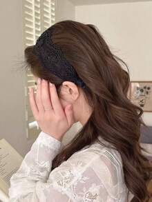 2件/1件裝 女款黑白蕾絲髮箍 時尚百搭高端極簡風簡約髮帶 適合日常穿著、外出、通勤、派對、休閒、海灘度假、洗臉、化妝、穿搭造型髮飾 - 彩色 - 查看 4
