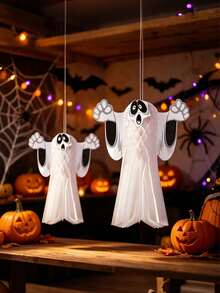 1/2pcs 3D Honeycomb Paper Flying Ghost Halloween Horror Party Hanging Decor, Indoor/Outdoor Home Decoration, Birthday Party Supplies Props - Multicolor - View 2