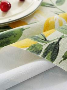 1pc PVC[Thin Plastic Material]+Non-Woven Fabric Lemon Print Tablecloth, Suitable For Kitchen, Living Room, Party And Other Occasions - Multicolor - View 6