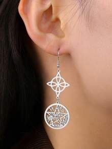 LIKGREAT 1pc Stainless Steel Tetragramaton Pendant Earring For Women Amulet Protection Earrings With Witch Knot Charm Jewelry - Fashion Series - View 10