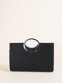 LJDCRFT Tas Clutch Lipit Oval dengan Pegangan Bertabur Berlian untuk Wanita, Cocok untuk Acara Formal Seperti Pernikahan, Pesta Dansa, Pesta Koktail, dan Perjamuan. - Hitam - View 6