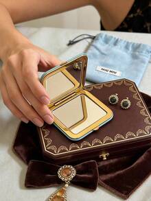 Miu Miu Mini Pocket Makeup Mirror, Portable Handheld Makeup Mirror, Women's Holiday Gift MIUMIU-GIFT-4 MIUMIU-GIFT-12 MIUMIU-GIFT-5 - Baby Blue - View 2