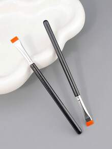 1 pieza Pincel plano para corrector, pincel delineador, pincel plano ultra delgado para corrector, herramienta de maquillaje de base y corrector de precisión - Negro - Ver 4