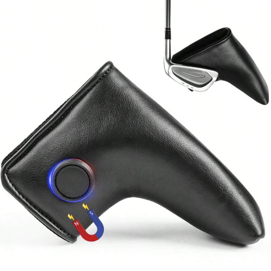 FINGER TEN 1 cái bao đầu gậy putter golf nam châm, chất liệu da PU màu đen, có khóa nam châm chắc chắn và tích hợp đánh dấu bóng nam châm, bảo vệ tuyệt vời và tiện dụng - màu đen - Xem 1