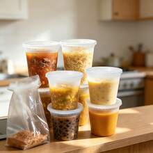 45 Sets Of Clear Plastic Storage Containers With Lids (8/16/24/32 Oz), PP Material, Heat-Resistant, Leak-Proof, Microwave , Reusable, Perfect For Dry Goods And Soups, Ideal For Family Gatherings, Restaurants, And Catering Services - 45 Sets - 查看 6