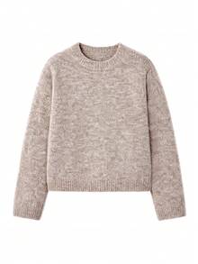 Autumn/Winter Casual Versatile Solid Color Sweater - Khaki - View 9