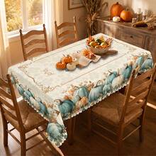 1pc Thanksgiving Autumn Pumpkin Print Rectangular Tablecloth, Suitable For Holidays, Parties, Birthdays, Dinner Parties, Restaurant Table Decoration, Thanksgiving Home Autumn/Winter Decor - A - View 3
