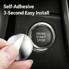1pc Rhinestone Car One-Touch Start Button Protector/Clover Full Rhinestone Ignition Ring Button Decorative Sticker/Universal Sticker - Rhinestone Shamrock Sticker - View 4