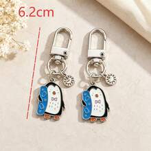 1pc/Multi-Pcs Unisex Alloy Oil Drip Cartoon Penguin Pendant, Alloy Heart-Shaped Keychain, Cute Bag Charm - Multicolor - View 8