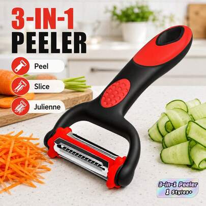 1pc Multifunction Vegetable Peeler Julienne Peeler For Kitchen,3 In 1 Blade Spin Design With Julienne Function,Potato Apple Vegetable Peelers For Kitchen, I And Y Peelers For Fruit Veggie Potatoes Carrot Cucumber, 3 In 1 Blade Spin Design With Julien