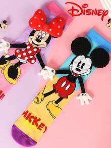 1 Pair Disney Kids Over-The-Knee Mid-Calf Socks 3D Cute Mickey Holding Hands Socks, Fun Christmas Gift For Autumn/Winter - Multicolor - View 4