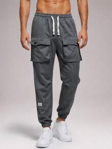 CZRLHYT Men's Outdoor Sports Pants, Solid Color With Pockets Design, Sports Pants For Fitness And Running, Must‑Have Fashion Pants For Outdoor Sports - Grey - View 5