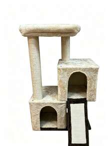 Large Cat Tree, Dual Cat Houses With Top Resting Platform, Sisal Scratching Posts And Climbing Ramp, Large‑Size Cat Tree For Playing And Resting, Suitable For Indoor Cats To Relax And Scratch Claws - Multicolor - View 3