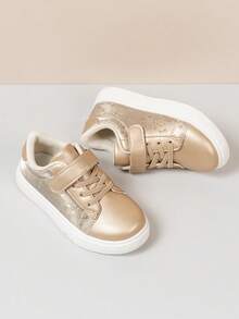 Girls' Low-Top Casual Sneakers, Boys' Style Shoes - Gold - View 3