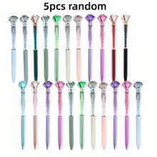 10pcs Random Creative Large Diamond Ballpoint Pens, 1.0mm Tip, Black Ink, Suitable For Weddings, Offices And Holiday Celebrations. Neutral Writing Pens, Office Supplies, Back To School Gifts - Multicolor - View 14