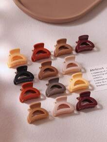 10/30/50pcs Yellow-Brown D-Shaped Small Hair Clips For Women, Side Hair Fixing Clips, Simple Casual Versatile Styling Hair Accessories (Random Color) - Multicolor - View 6