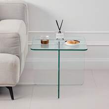Tempered Clear Bent Glass SideTable, Transparent End Table, Sofa Table - 彩色 - 查看 7