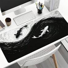 Black White Koi Mouse Pad Gamer XL Extra Large Home Mousepad XXL Office Natural Rubber Carpet PC Table Mat Mouse Mats - View 7