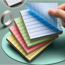 1 Pack 100 Sheets Colorful Sticky Notes, Sticky Note Pads, Label Stickers, Office Lined Adhesive Memo Pads - A - View 4