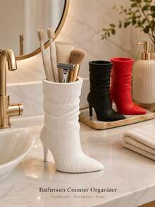 3D Printed High Heel Boot Shaped Storage Box, Cute Multi-Functional Organizer, Can Be Used As Toothbrush Holder, Makeup Brush Storage And Pen Holder, INS Style Desktop Decor Ornament - Multicolor - View 3