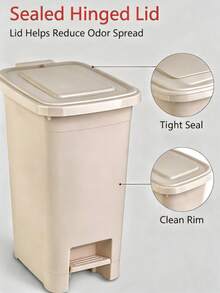 Rectangular Pedal‑Operated Waste Bin, Size 39*24*31.5cm, Hygienic Hands‑Free Foot‑Pedal Operation Design, Sturdy Durable Plastic Material, Equipped With Sealed Lid For Odor Control, Space‑Saving Household Storage Function - Multicolor - View 6