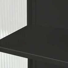 60CM Glass Doors Modern Two-Door Wall Cabinet With Featuring Two-Tier Enclosed Storage, An Open Shelf, And Towel Rack, For Entryway Living Room Bathroom Dining Room,Black - 黑色 - 查看 8