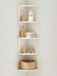1pc 5-Tier Corner Wall Shelf, Multi-Layer Wall Storage Rack, Home Wall-Mounted Decorative Storage Organizer - White - View 2