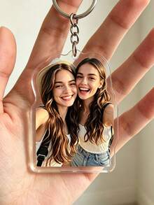 1/2pcs Personalized Photo Keychain, Custom Die-Cut Acrylic Photo Key Ring, Family Souvenir Keychain, Personalized Keepsake, Party Gift, Birthday Gift - Multicolor - View 6