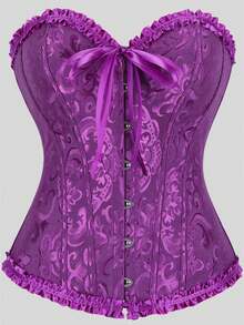 Elegantes Vintage-Korsett-Top im Hofstil mit Vorderknöpfen, Schnürung hinten, Taillenformung durch Stäbe, geeignet für Hochzeit, Party, Halloween-Outfit - Verschiedenfarbig - Übersicht 81